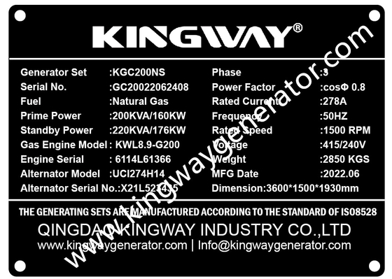 Erdgas-Generator NG CER Kingway-hoher Qualität 90KW trieb niedrigen Verbrauch durch Cummins Engine an
