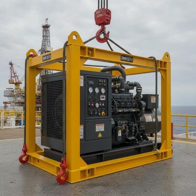 200-kVA-T3-Dieselgeneratorsatz der Temperaturklasse ATEX Zone 2 mit Offshore-Heberahmen DNV 2.7-1